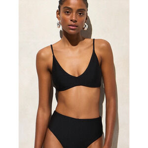 J Crew Lana Bikini Top Classic Sculpt M NWT Black Swim CI681 J.Crew